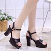 Women Heel Thick Sole Hollow Fish Mouth Sandals Casual Wedges Sandals Peep Toe Women Summer Beach Sandals