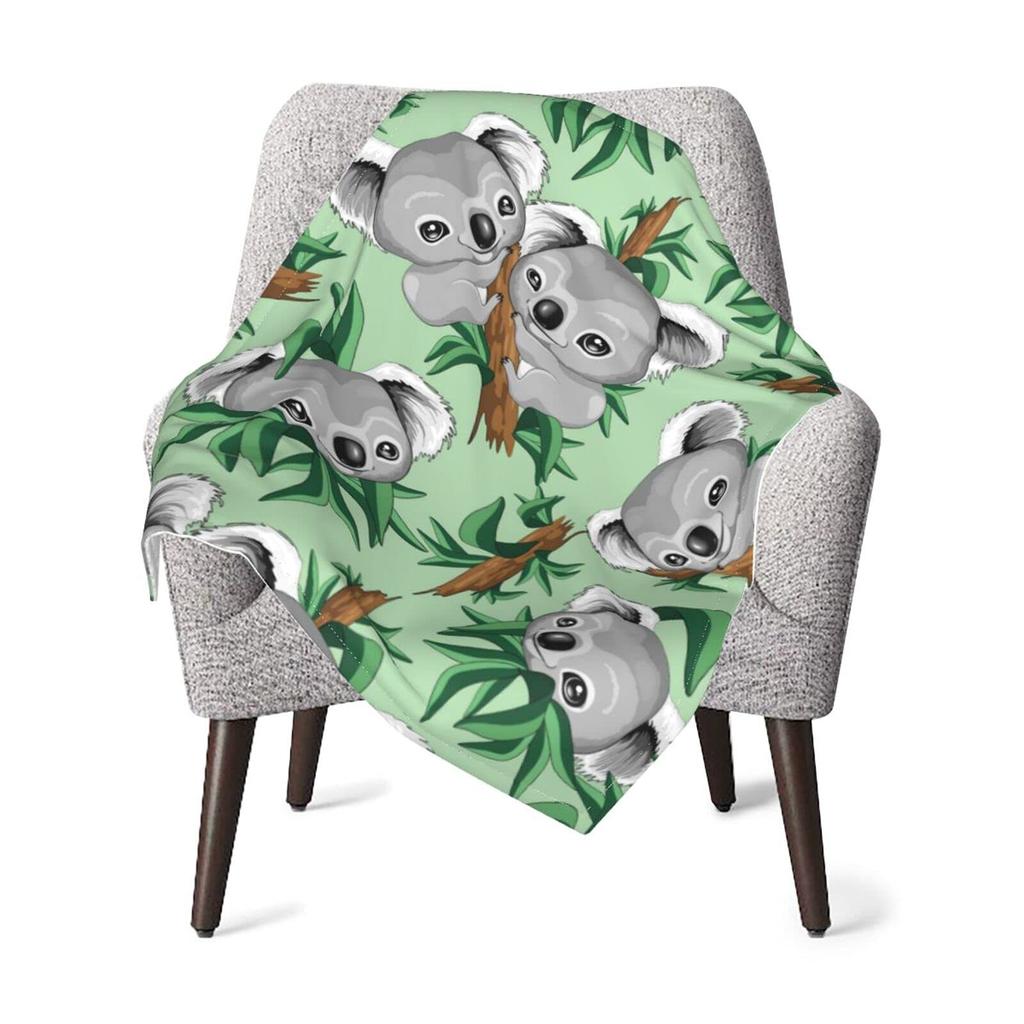 Cute Koala Animal Pattern Blanket Soft Flannel Comfortable Lightweight Suitable for Children Sofa Bedroom Living Room