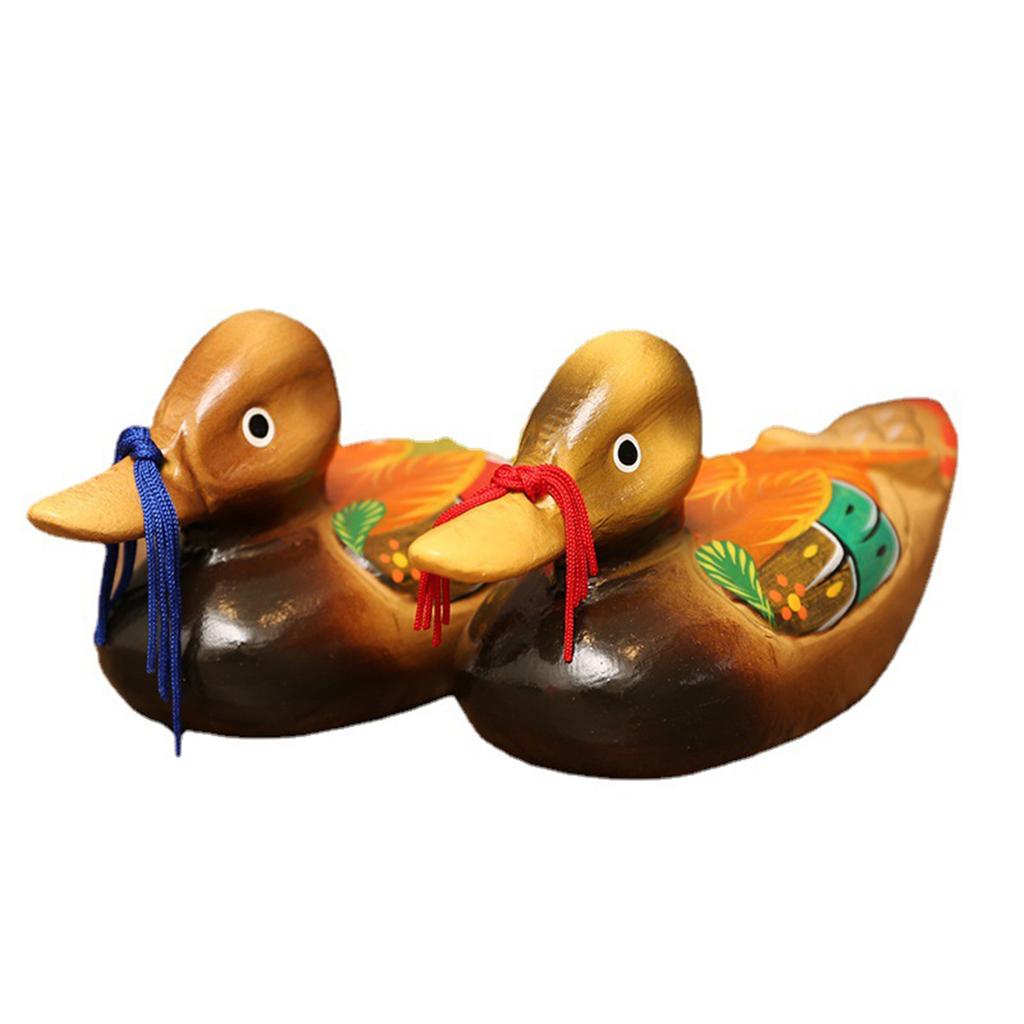 2 Pack Wood Mandarin Duck Ornaments Indoor and Outdoor Decorative Statues For Garden And Home Aesthetic Enhancement