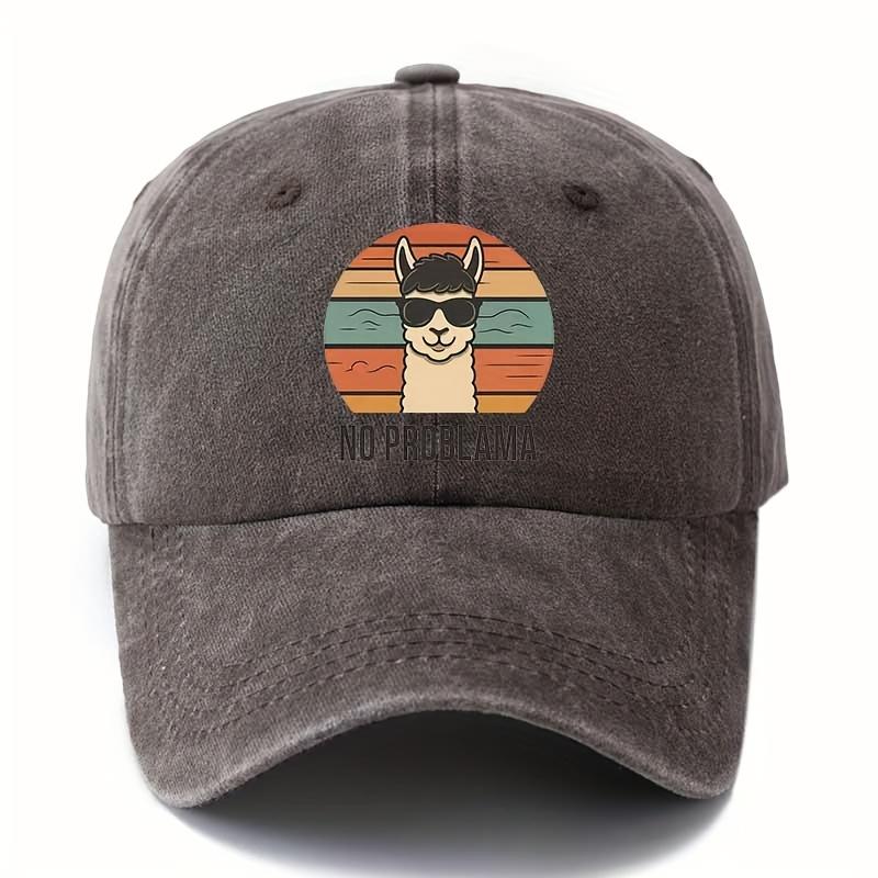 

Male and female cartoon alpaca baseball cap with curved brim suitable for outdoor activities such as camping and travel Adjustable кавовий
