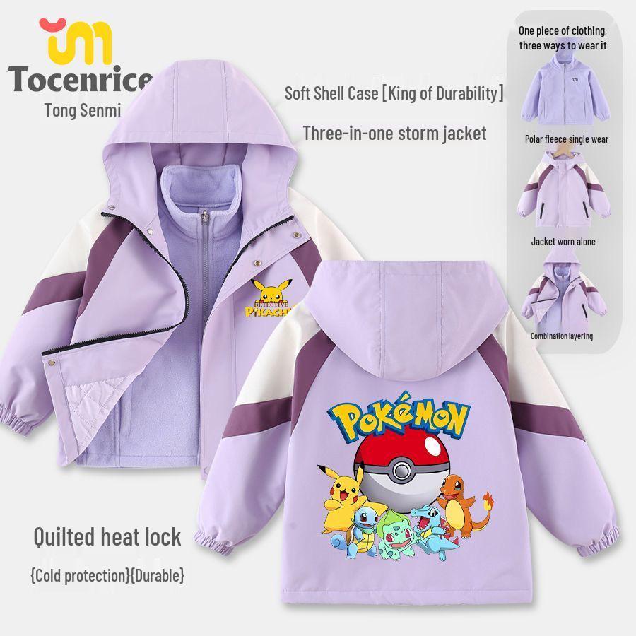 Pokemon Kids  3-in-1 Waterproof & Windproof Winter Jacket (M-L Sizes) 120cm
