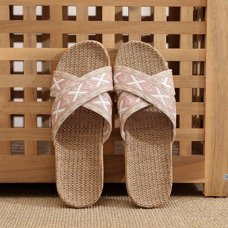 Women's Breathable Non-slip Linen Indoor Slippers - Summer Cotton Casual Sandals