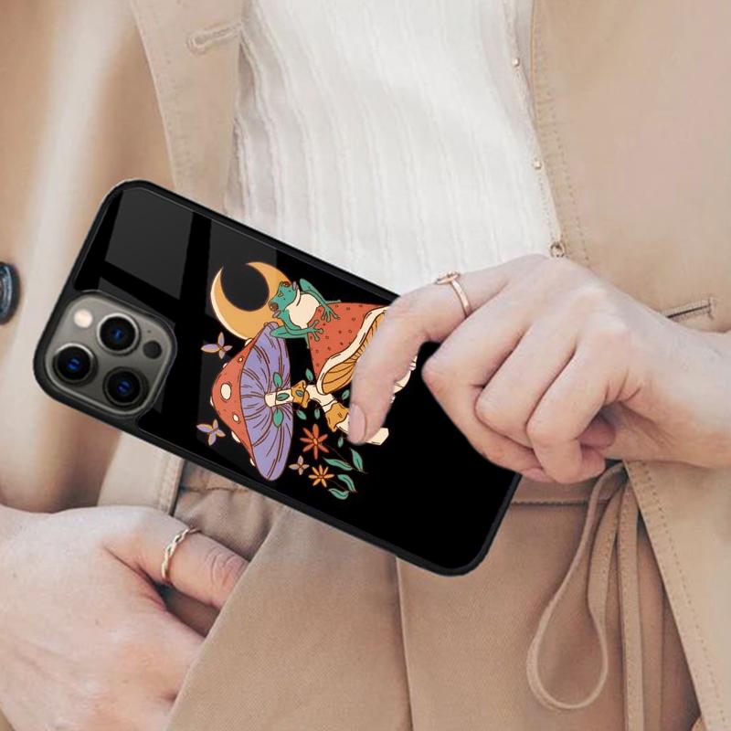 

Cottagecore Mushroom Moon frog Phases Ivory Aesthetic Magnetic Phone Case For iPhone 17 Air 16 14 13 12 Pro Max 15 Plus MagSafe iPhone 14