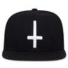 Unisex Black Inverted Cross Embroidered Snapback Hat Paisley Print Adjustable Hip Hop Baseball Cap for Men Women Streetwear