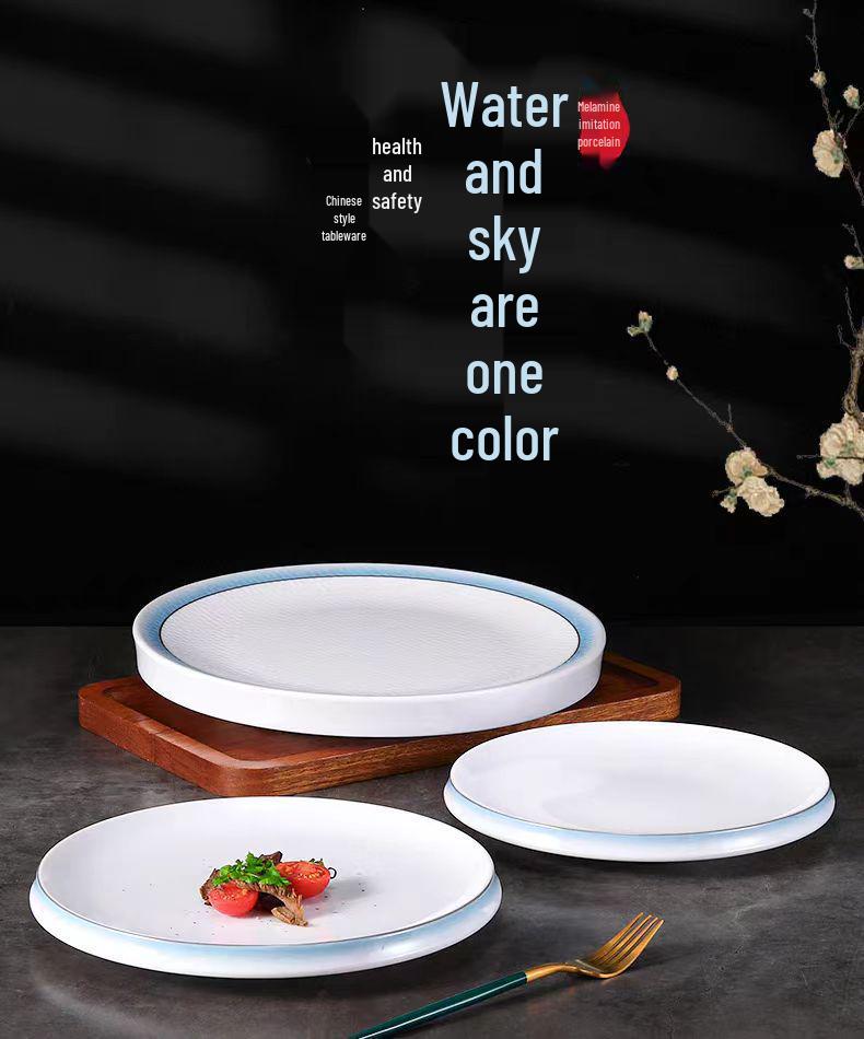 Artistic Melamine Round Plate for Cold Dishes - Ideal for Restaurants & Hotels, Perfect for Western Food & Steak.
