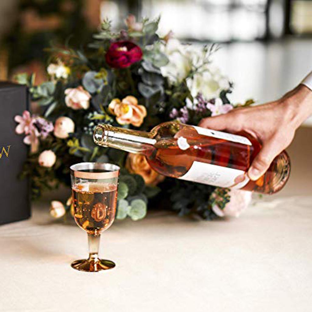 6pc Golden High Quality Plastic Wine Glass Disposable Cup Durable Party Wedding Festival Plastic Cup Bar Wine Supplies