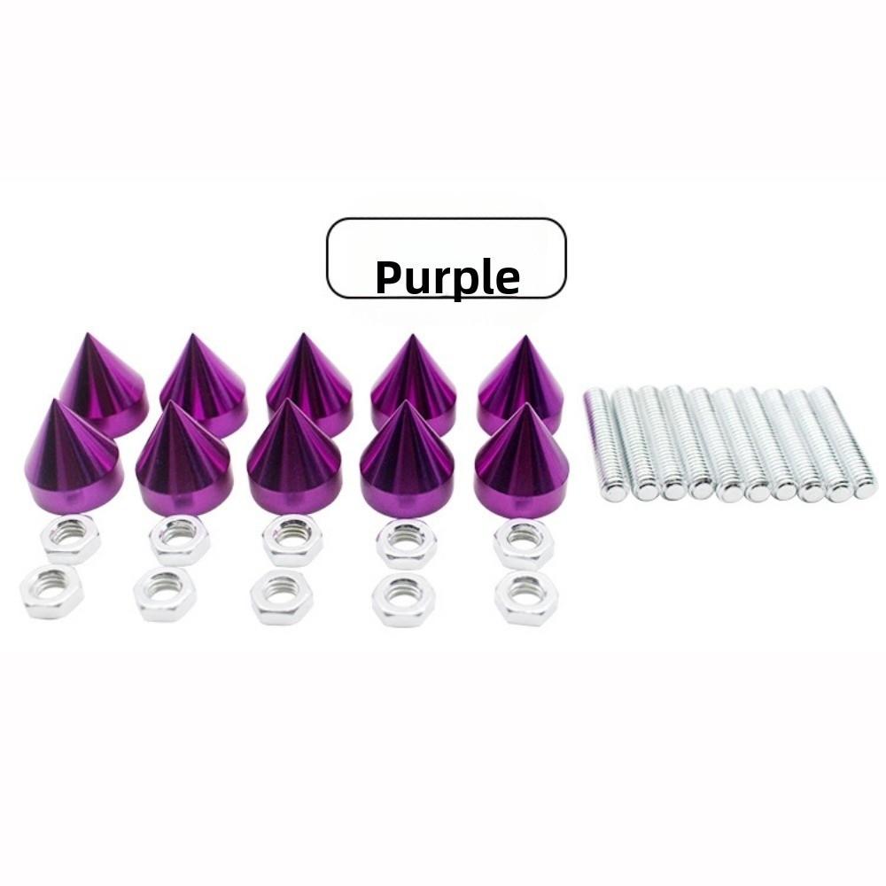 10pcs/Set Muticolors Car License Plate Bolts Cuspate Style Car Motorcycle Modification Conical