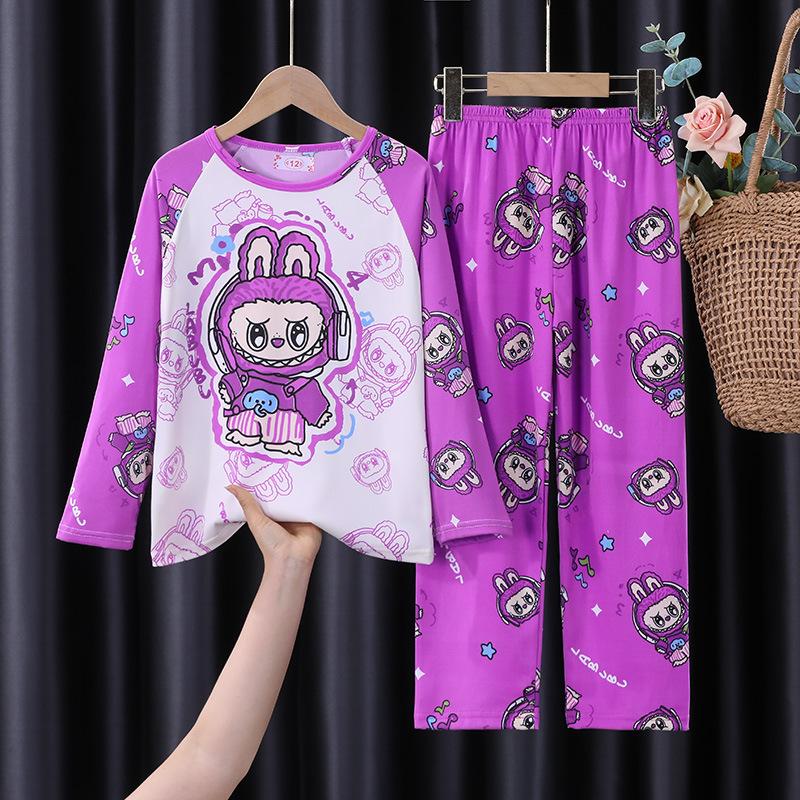 2Pcs Children Pajamas Boys Long-Sleeved Kawaii Anime  Cartoon Girls Loose Sleepwear Clothes Sets