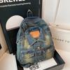 Washed denim large capacity backpack fashionable retro style autumn and winter large capacity denim backpack commuter bag