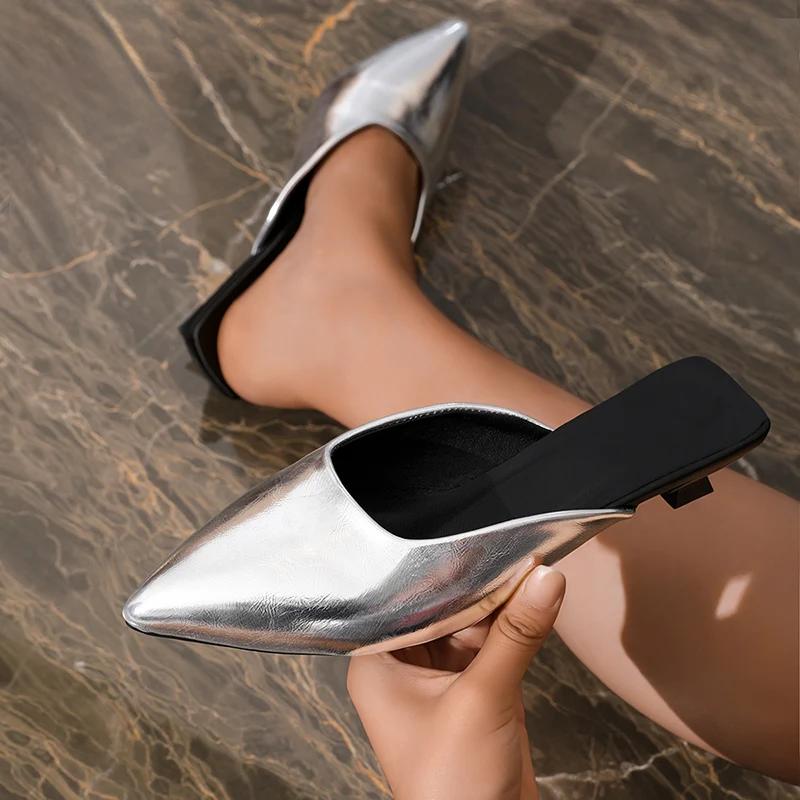 Vintage Women Leopard Print Mules Slippers Fashion Wedding Party 2025 Spring Autumn Low Heel Slides Shoes