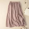 2024 Women's Summer Hanfu Mid-Length Skirt - Retro Cotton/Linen, Hip-Covering, High-End Solid Color Design