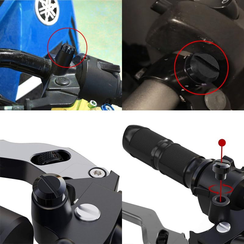 Mirhua M10x1.25 Aluminum 304 Stainless Steel Motorcycle Mirror Hole Cover Caps (Black) for Yamaha Honda Kawasaki Suzuki BMW