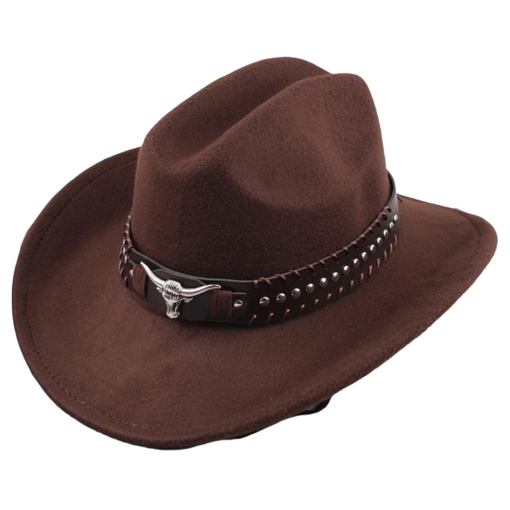 Soft Western Cowboy Hat Wide Brim Riding Hat Unisex Sun Hat Outdoor Use Style F