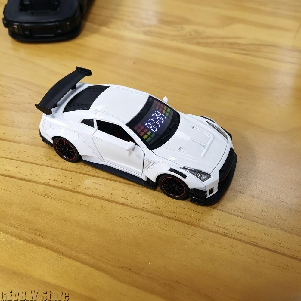 Supercar Shape Alarm Clock Alloy Material Spray Exhaust Gas Function Simulation Sound Door Can Be Turned On Lights Can Be On