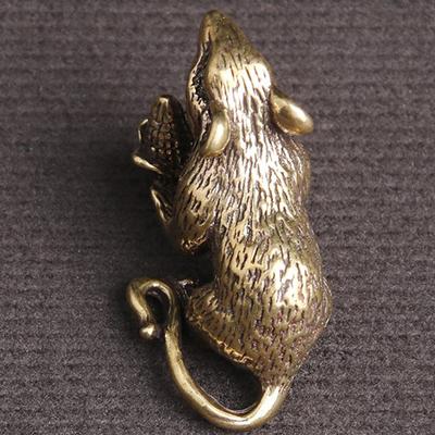 Brass Animal Mice Love Rice Figurines Car Key Chain Pendants Jewelry Diy Keyring Hanging Accessories Cute Rat Keychain Gifts