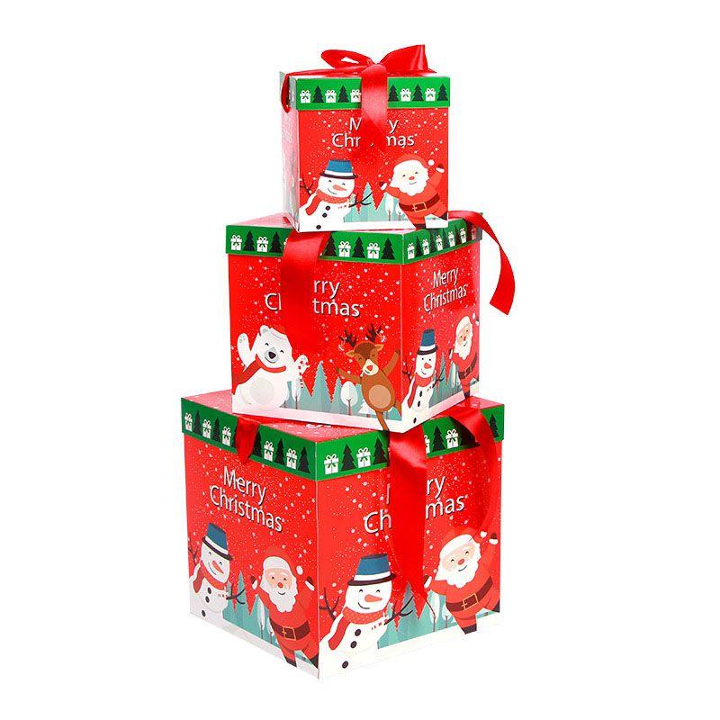 Entzückende 3-teilige Premium Große Weihnachtsgeschenkbox-Kollektion mit elegantem Deckel und Band
