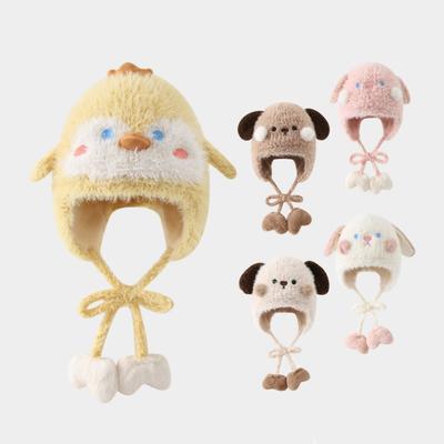 Winter Warme Ohrenschutzkappe Niedliches Tier Verdicken Kinder Schnürhut Outdoor Kältefest Kleinkind Gestrickt Baby Ohrenwärmer Mütze