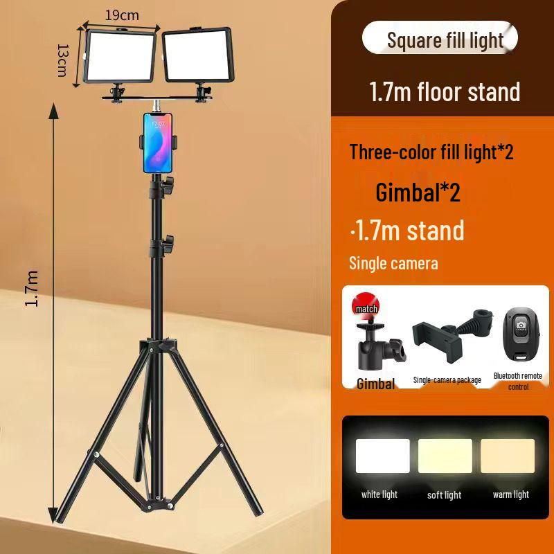 Dual Light No-Shadow Phone Stand: Live Stream Selfie Fill Light for Desktop & Professional Food Photography.