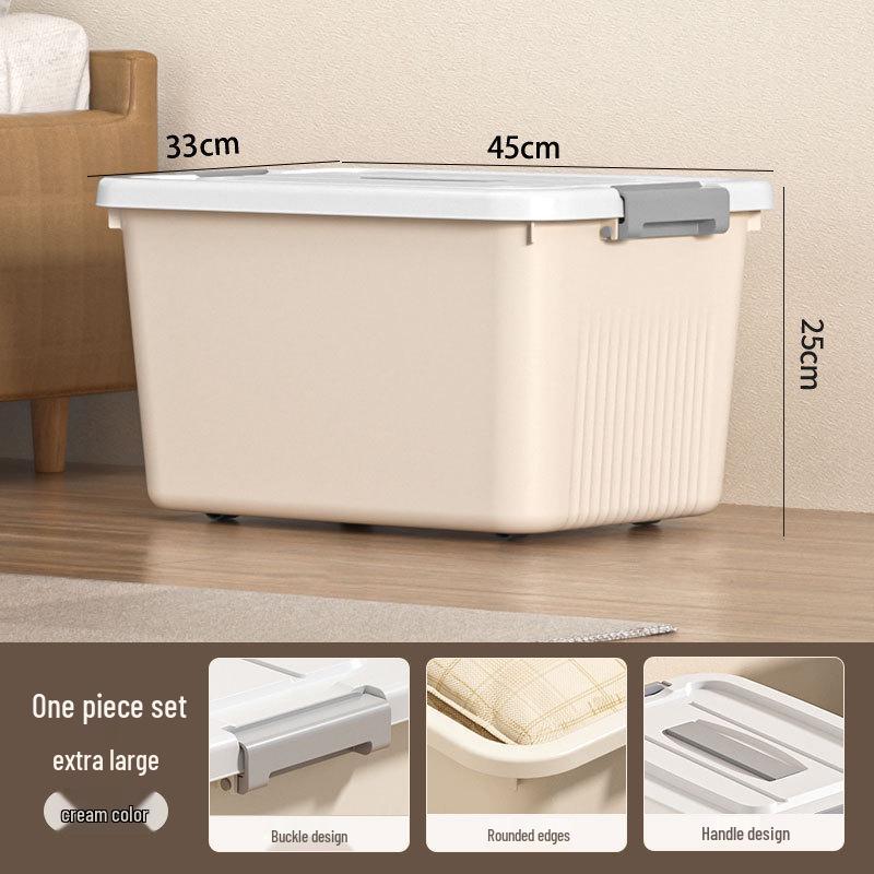 Extra Large Cream Storage Box for Books, Clothes, Quilts - Household Organization