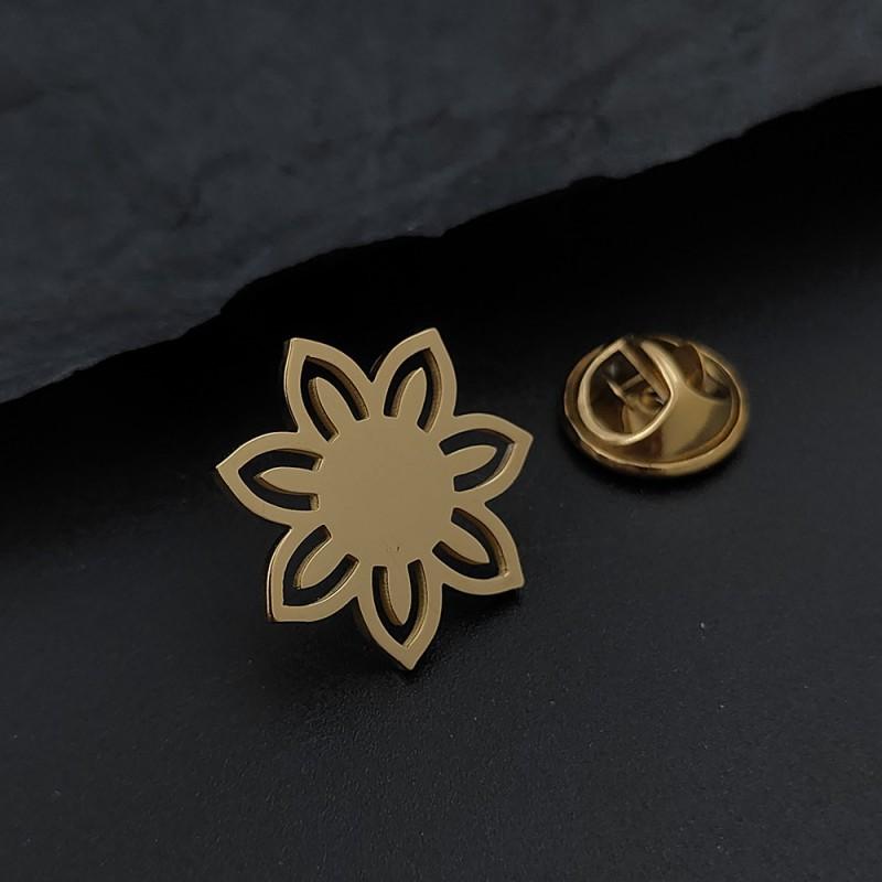 Minority Geometric Design Flower Unisex Brooch Cufflinks Suit Dress Accessories Personality Versatile Clothing 14k