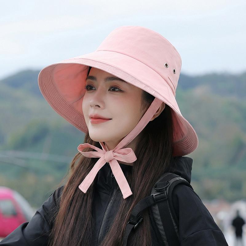 Summer Big Brimmed Fisherman's Hat Solid Color Sunscreen Hat Women's Outdoor Travel Mountaineering and Fishing Sunscreen Hat