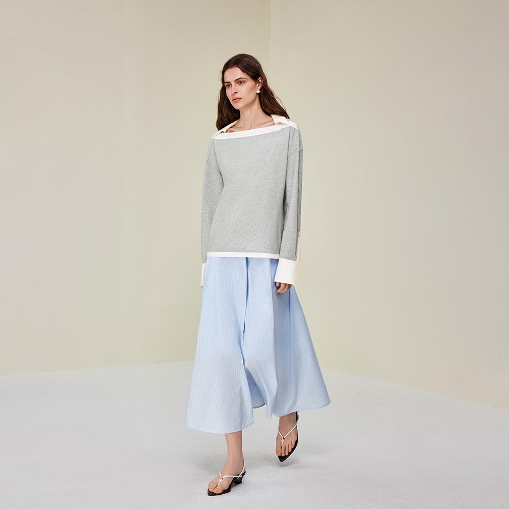 Waiwaiaiem Yy_Fake Two Long Sleeve Contrast Top