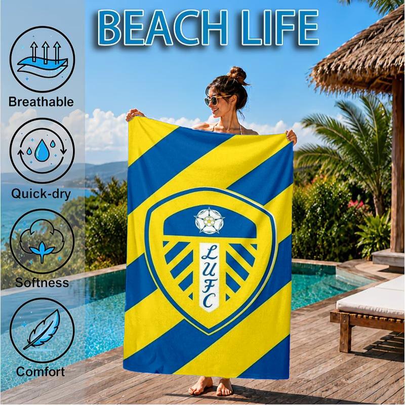 Asciugamano da Spiaggia in Microfibra con Stampa dello Stemma di Leeds, Morbido e Assorbente, Asciugatura Rapida, Ideale per Viaggi Estivi, Essenziale per la Spiaggia, Piscina