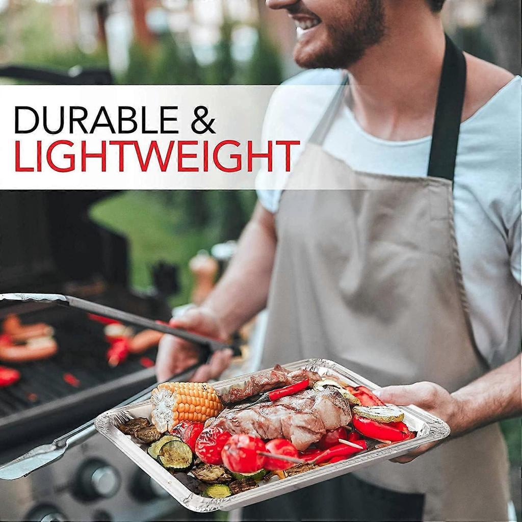 VeZee Disposable Large Aluminum Broiler Pans Compatible with Baking & BBQ - Easy Cleanup, 60 Count