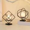 Nordic Iron Candle Holder Hollowed Geometric Square Globe Metal Tealight Candlestick for Table Centerpieces Decors
