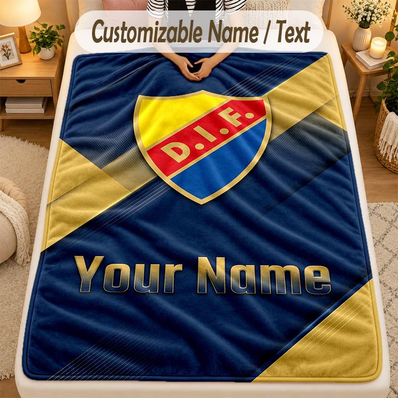 Flannel BlanketDjurgårdens IF Custom Name Text Personalized Soft Warm Throw Blanket Home Decor Gift
