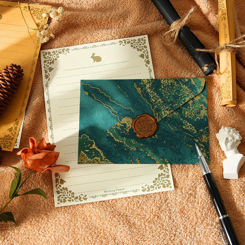 Gilding Valentine's Day Envelope Letter Set Embossed Texture Handwritten Love Letter Lacquer Envelope
