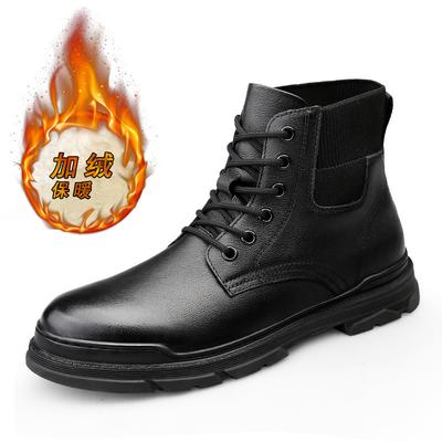 Zimowa pierwsza warstwa skórzane buty Martin, welwetowe bawełniane buty, czarne skórzane buty, buty wysokie, buty robocze
