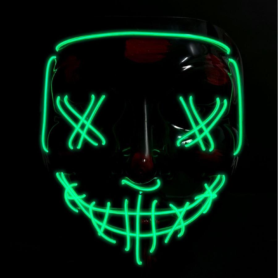 Maska LED Luminous Halloween Cyberpunk w kształcie V: Kostium festiwalowy z podświetleniem