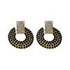 Vintage Full Crystal Geometric Round Earrings For Women Jewelry Trending Luxury Korean Fashion Earrings