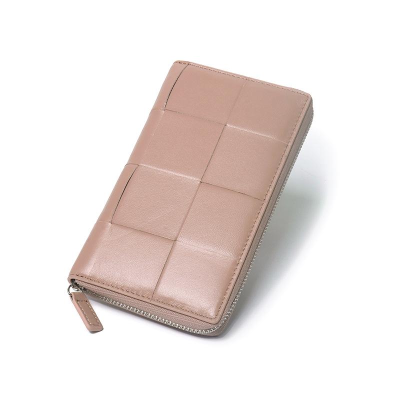 Кошелек длинный кожаный большой емкости из овчины плетеный модный простой кошелек на молнии 4779₽