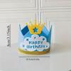1pz Cappello Corona Buon Compleanno Usa e Getta Festa Glitter Nastro Corona Dorata Decorazioni Stella Base Nuvola Blu Oggetti di Scena per Foto Buon Compleanno