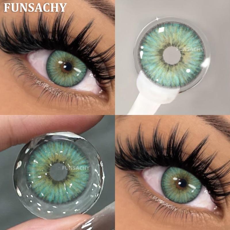 FUNSACHY Natural Contact Lenses 2pcs Blue Green Contact Lenses Color Eye Makeup Gray Pupil and Eyes Color Fashion Beauty Lenses
