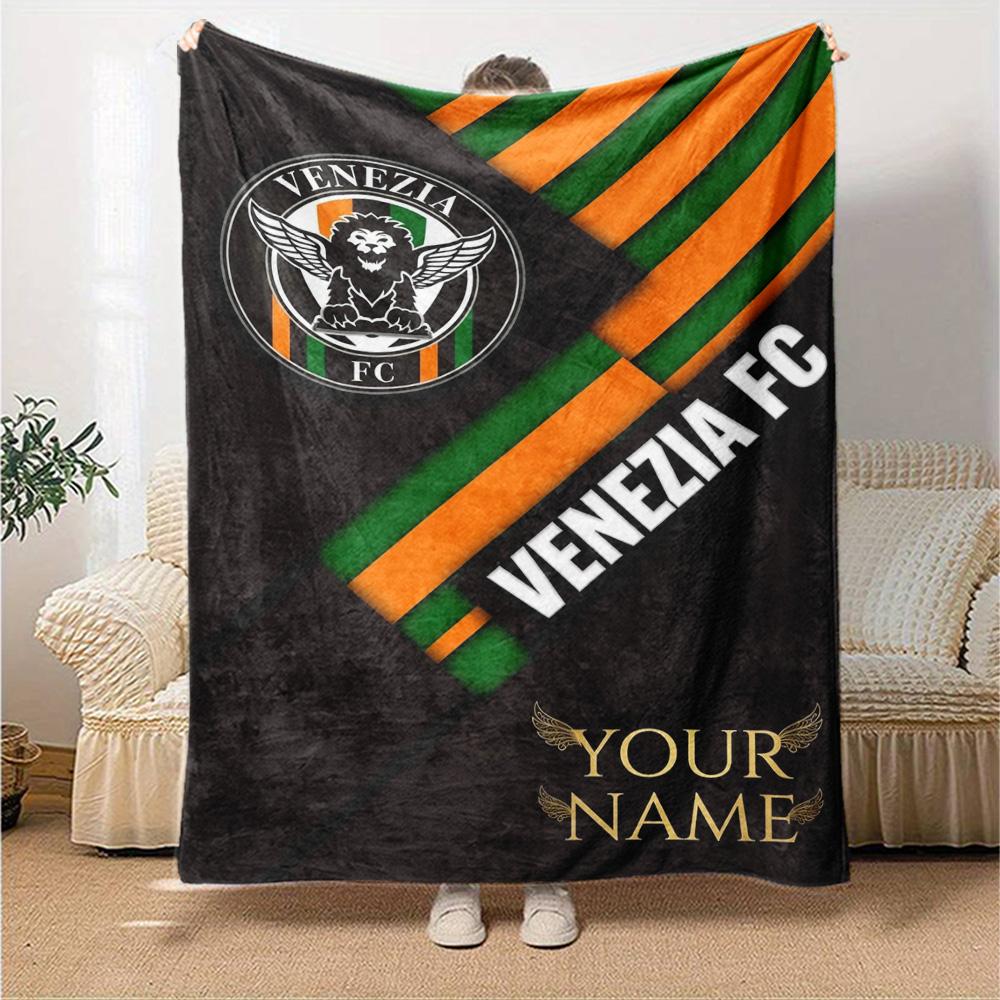Name Custom Venezia FC Print Flannel Blanket High Quality Warm Comfortable Cover for All Seasons Perfect for Gifts Home Decor