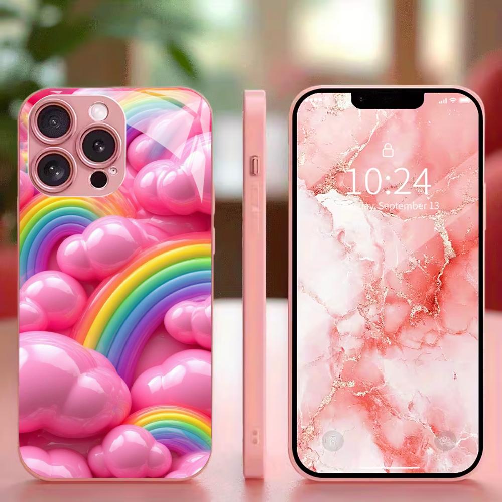 Deliziosa Custodia protettiva squisita da donna Custodia per telefono Vernice metallizzata Custodia per telefono in vetro per iPhone 17 16 15 14 13pm Pro Plus Madam