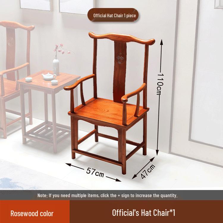 Solid Wood Chinese Style Round Chair Set: 3-Piece with Backrest and Tea Table, Antique Design for Balcony or Leisure.
