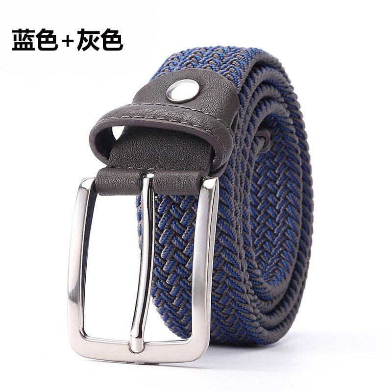 Men'S Belt Braided Elastic Belt Non-Porous Belt Men'S And Women'S Pin Buckle Elastic Belt