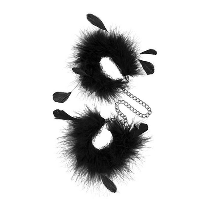 Menottes en plumes - Sinful Pleasures - Noires - 136 g - 12x10x15 cm - Sensualité - Accessoire érotique