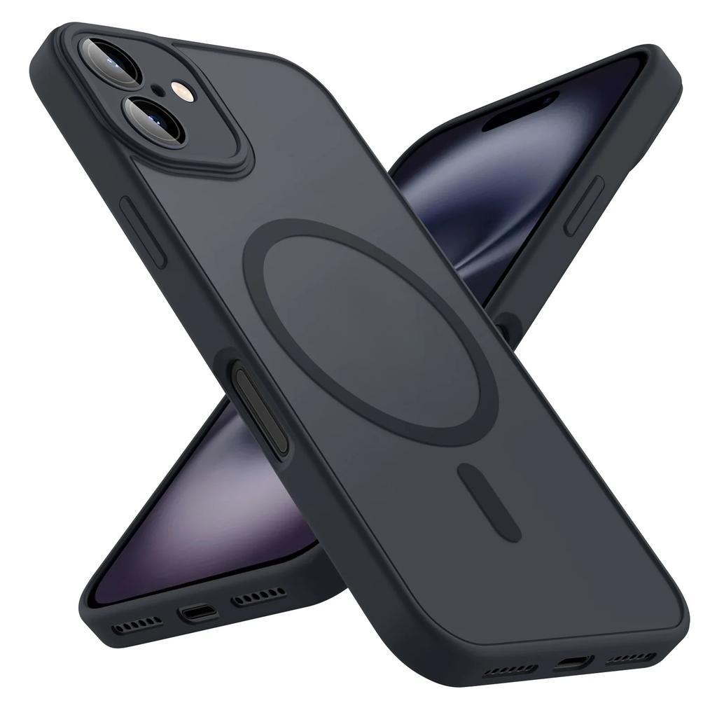 Luxury Frosted Phone Case For iPhone 16 15 14 13 12 11 Pro Max Plus 17 Air For Magsafe Matte Transparent Magnetic Cover