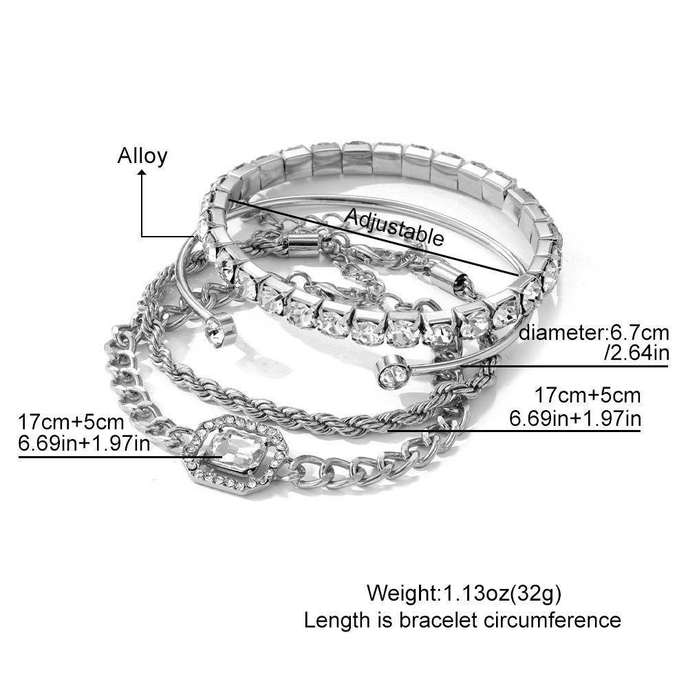 Accessories, Retro Personality Twist Bracelets, Imitation Gemstones, Exaggerated Punk Bracelets, Bracelets 4 Packs