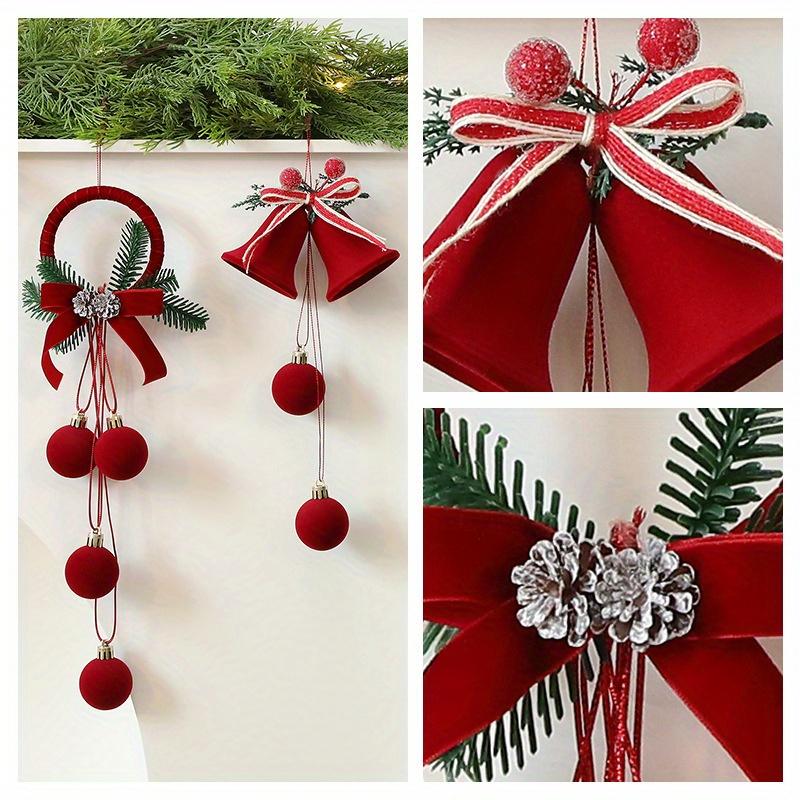 1Pc Christmas flocked bell window decorations for Christmas tree, Halloween and Christmas gifts