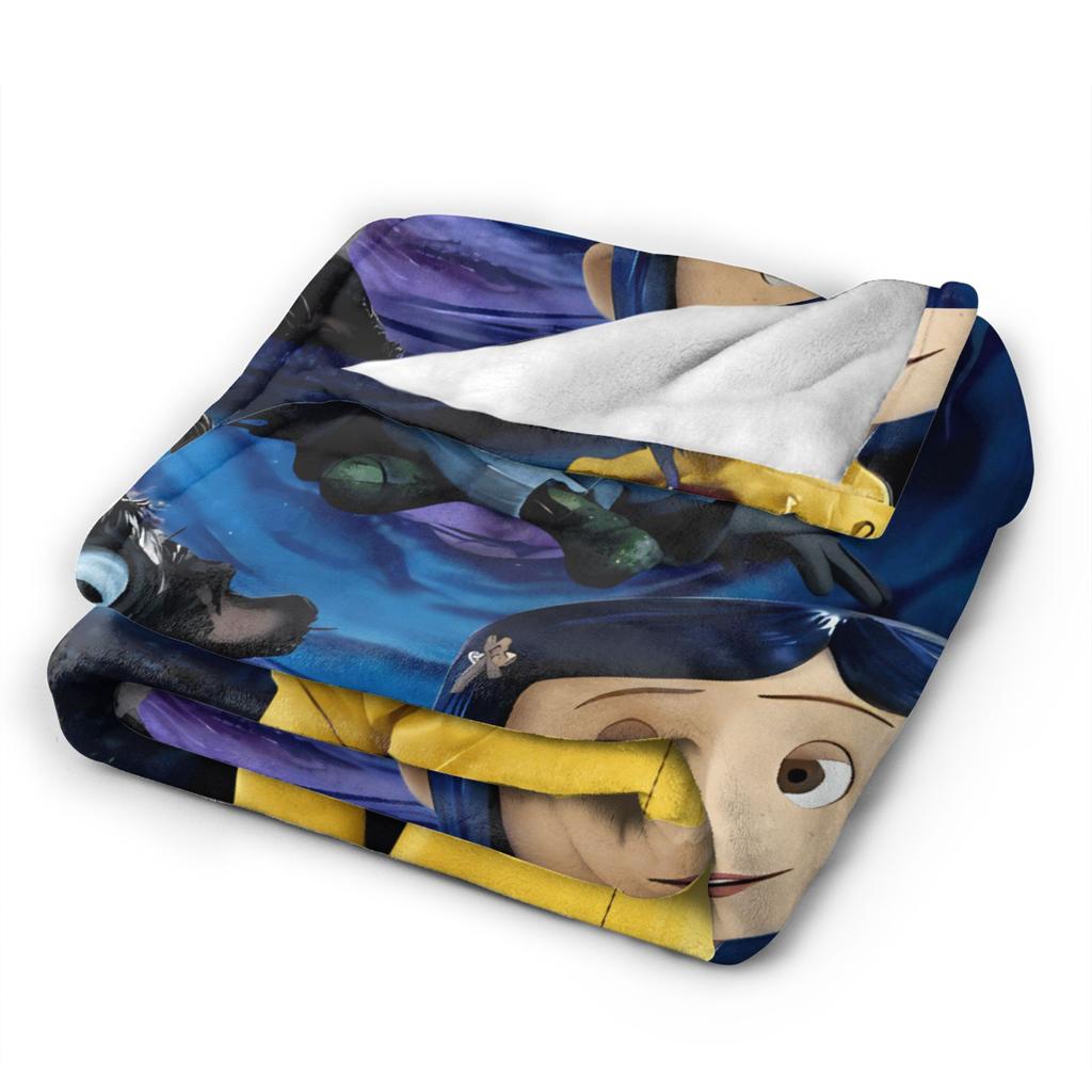 Coralines Blanket Quality Warm Soft Horror Cartoon Throw Blanket Winter Girls Boys Living Room Funny Bedspread