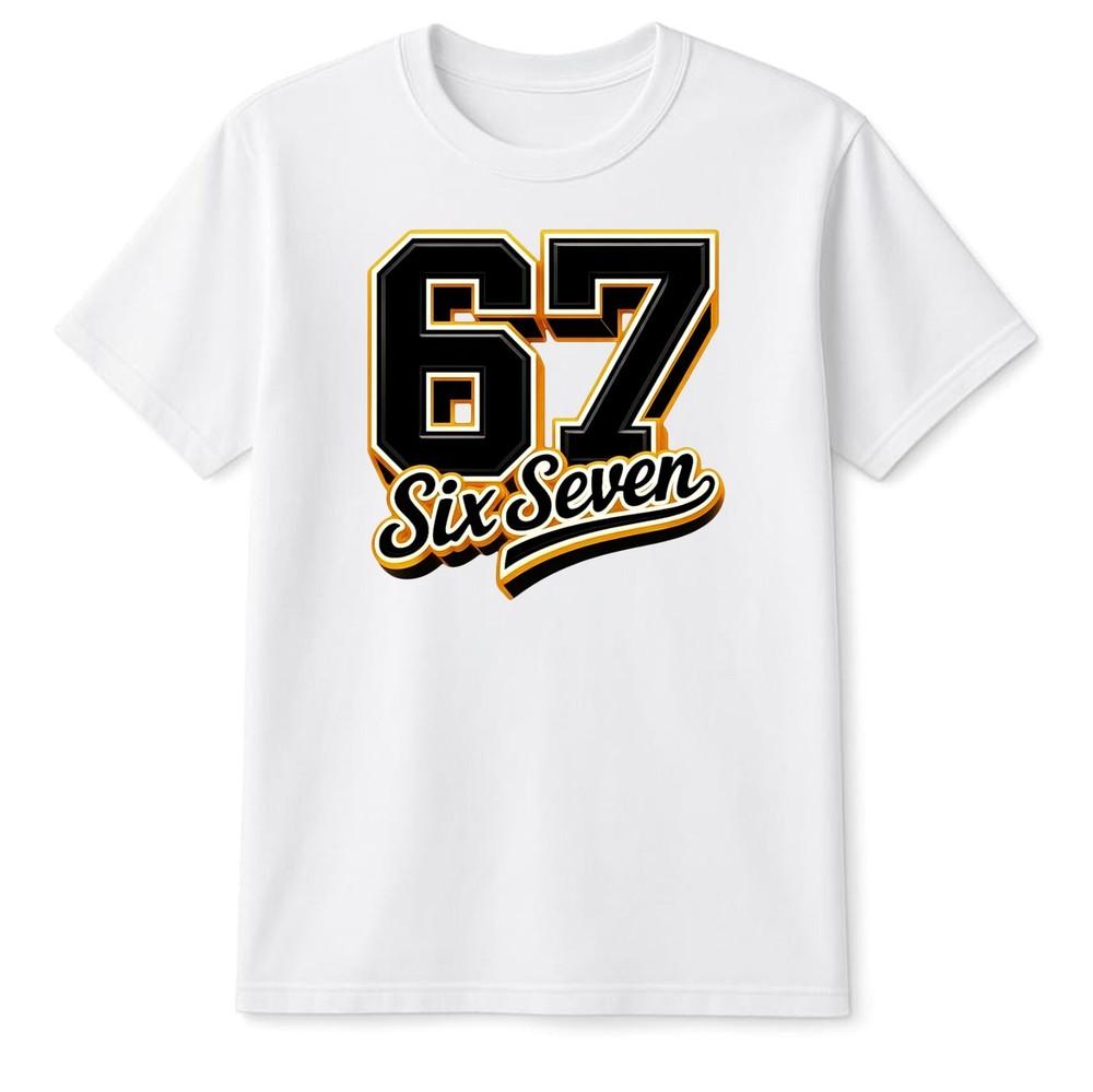 67 Six Seven Funny Number Printed Kids Joke TShirt Novelty Boys Girls Meme Tee S