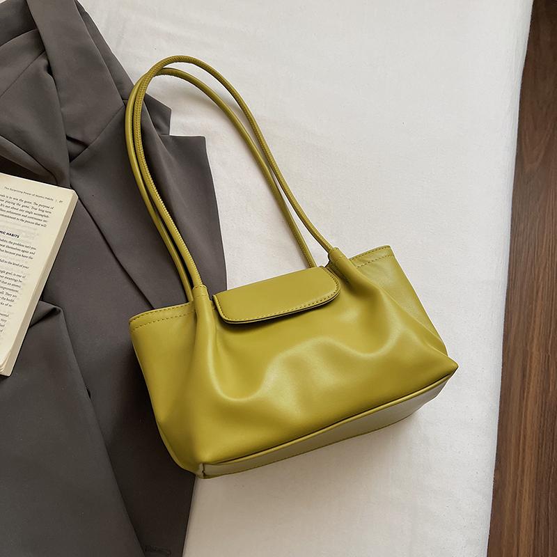 Minimalist Leather Shoulder Bag for Women with Flap Cover Long Strap Elegant Daily Carry Bag