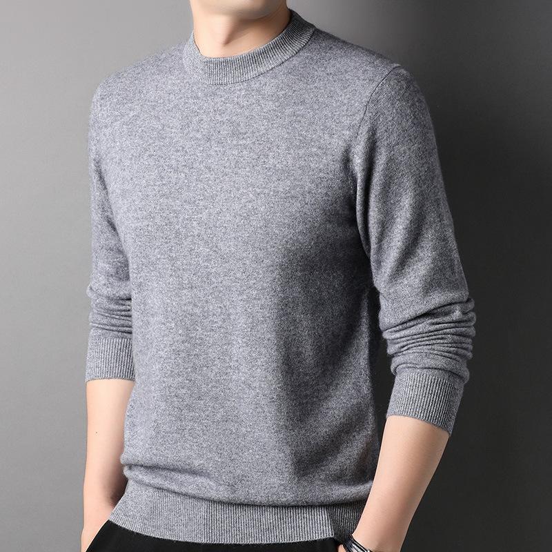 Autumn and Winter Solid Color Semi-turtleneck Middle-aged Men's Trend Warm Fashion Knitted Sweater