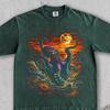 Octopus Moon Vintage Sunset Ocean. Retro Kraken Wildlife Scene. Cute Marine Animal Lover Gift. 90s Washed Comfort Colors® Graphic T-Shirt
